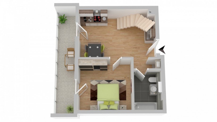 Grundriss unten Maisonettewohnung Aschaffenburg