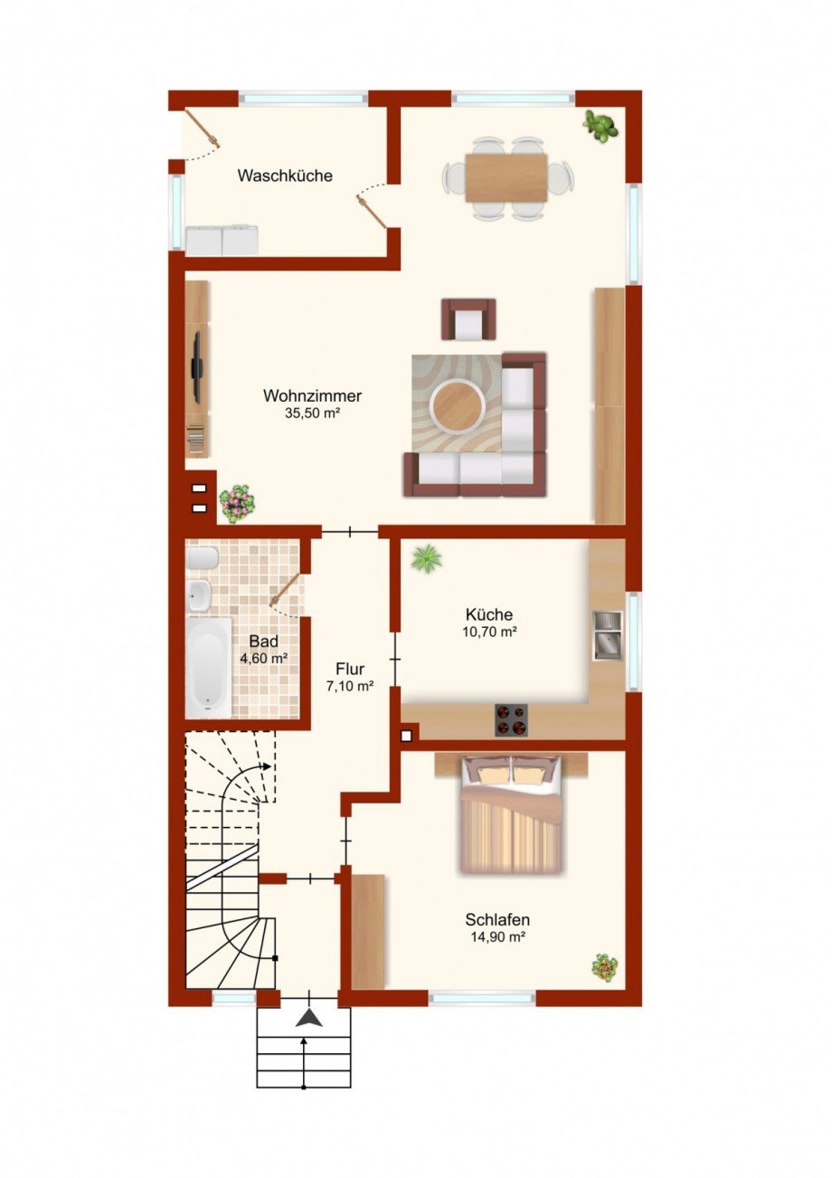 EG Grundriss Zweifamilienhaus Eschau / Hobbach