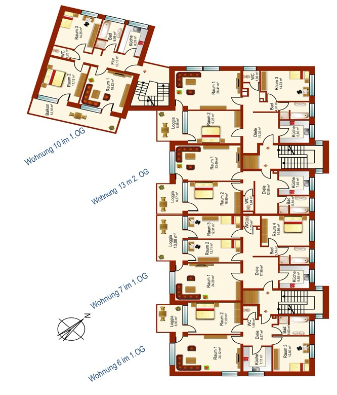 Grundriss mit Wohnungsinfo Etagenwohnung Aschaffenburg