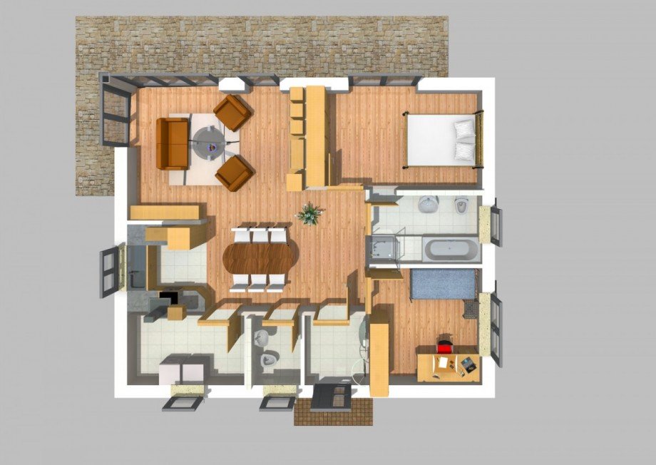 3D Bugalow Darstellung Bungalow Neuh�tten